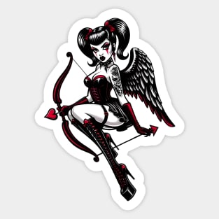 Gothic Cupid Pin-up Girl Sticker